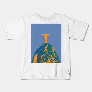 Christ the Redeemer on Corcovado Mountain Rio de Janeiro Brazil WPA Art Deco Poster Kids T-Shirt